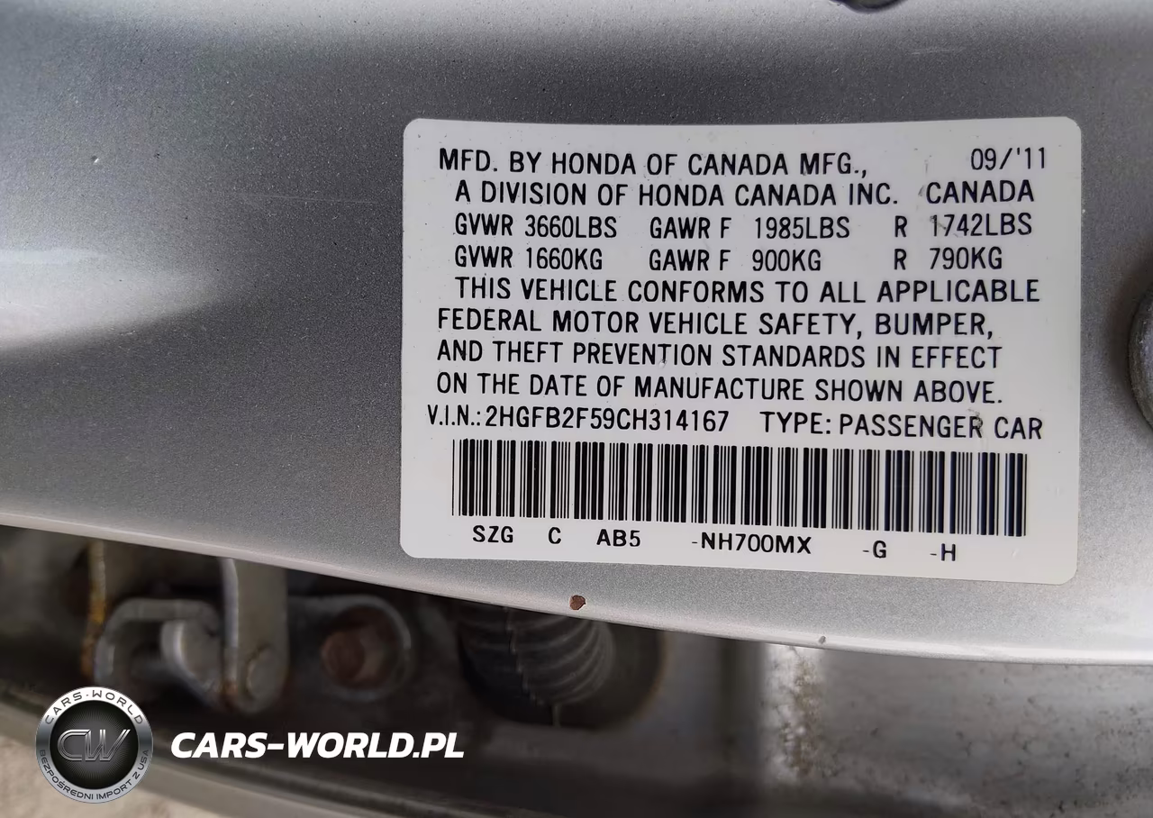 2012 Honda Civic Lx VIN:2HGFB2F59CH314167 - 9