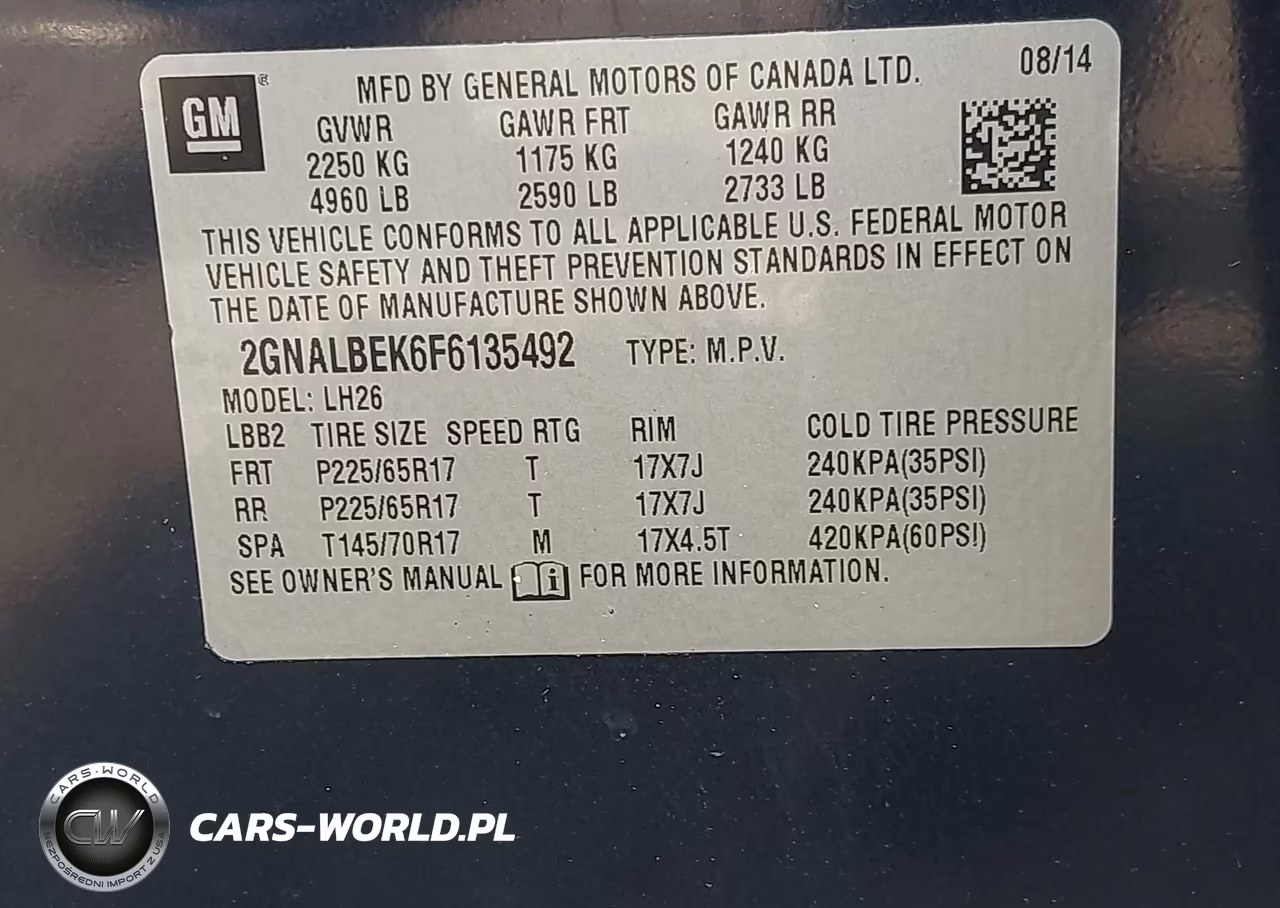 2015 Chevrolet Equinox 1Lt VIN:2GNALBEK6F6135492 - 9