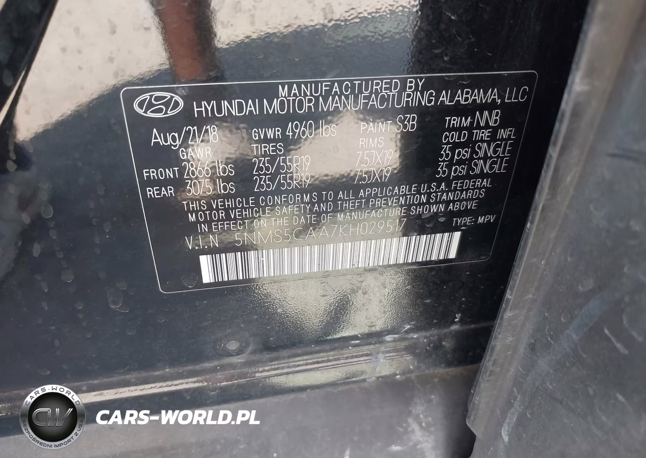 2019 Hyundai Santa Fe Ultimate 2.0T VIN:5NMS5CAA7KH029517 - 9
