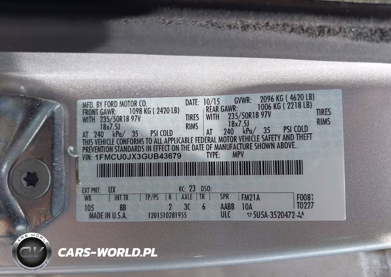 2016 Ford Escape Titanium VIN:1FMCU0JX3GUB43679 - 9