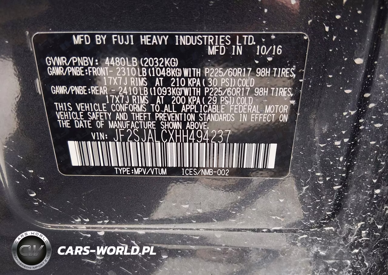 2017 Subaru Forester 2.5I Limited VIN:JF2SJALCXHH494237 - 9