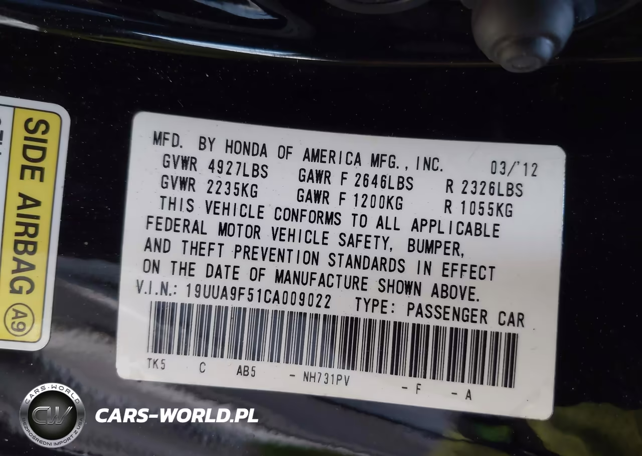 2012 Acura Tl 3.7 VIN:19UUA9F51CA009022 - 9