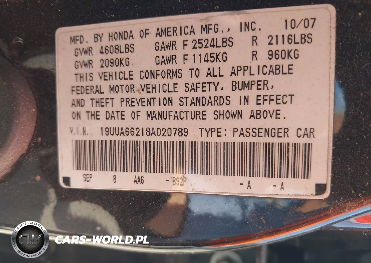 2008 Acura Tl 3.2 VIN:19UUA66218A020789 - 9