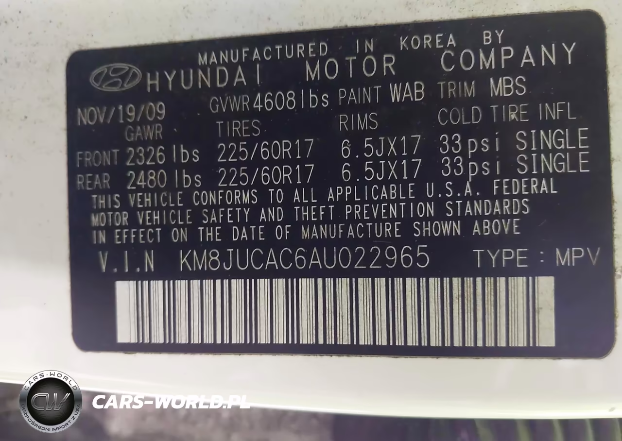 2010 Hyundai Tucson Gls VIN:KM8JUCAC6AU022965 - 9
