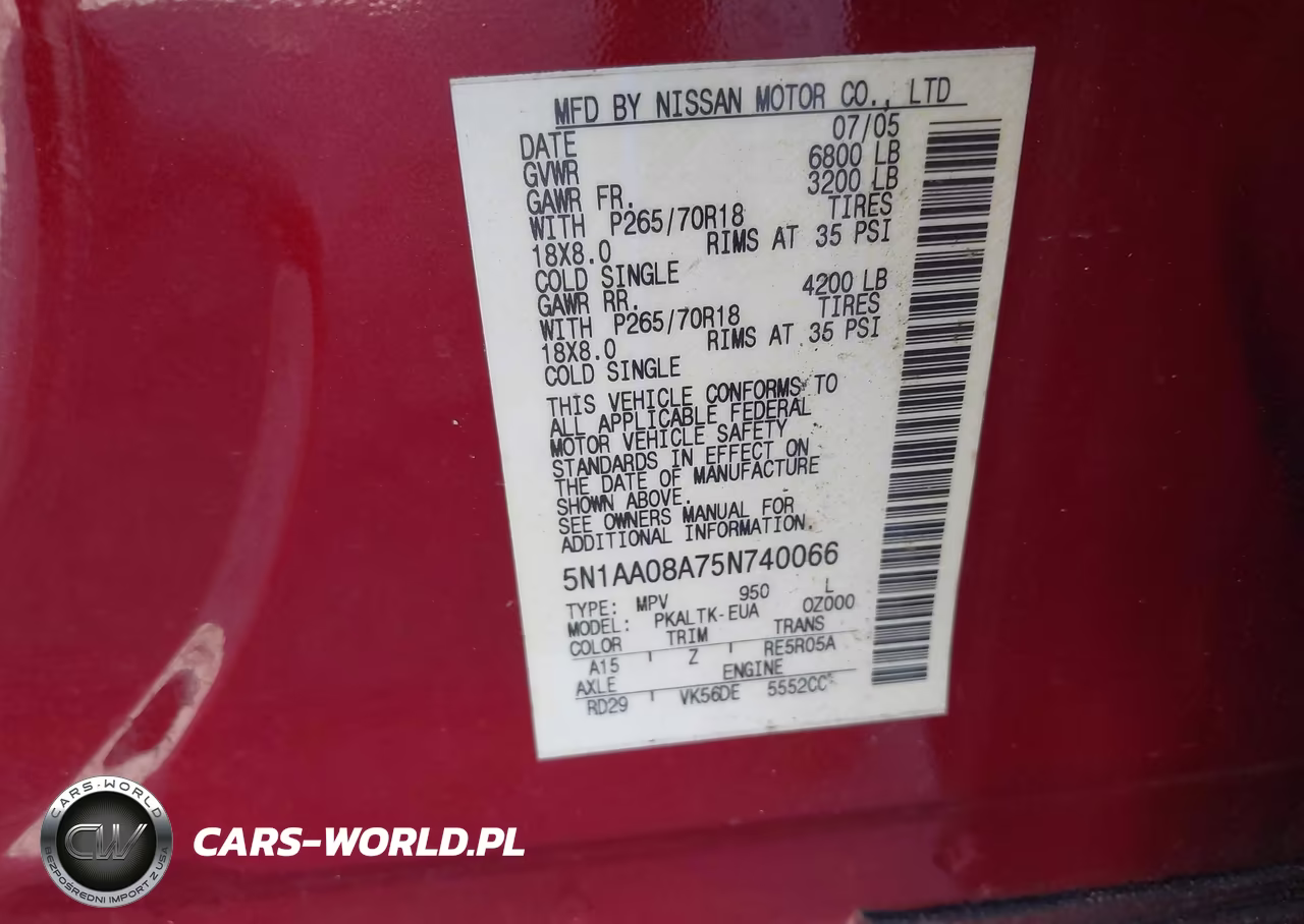 2005 Nissan Armada Se VIN:5N1AA08A75N740066 - 9