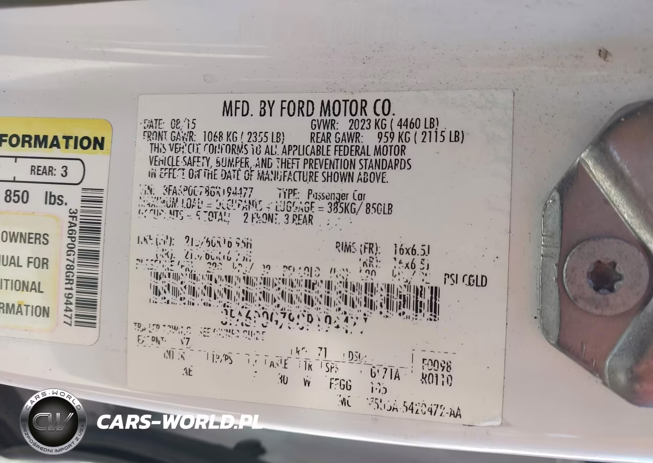2016 Ford Fusion S VIN:3FA6P0G78GR194477 - 9