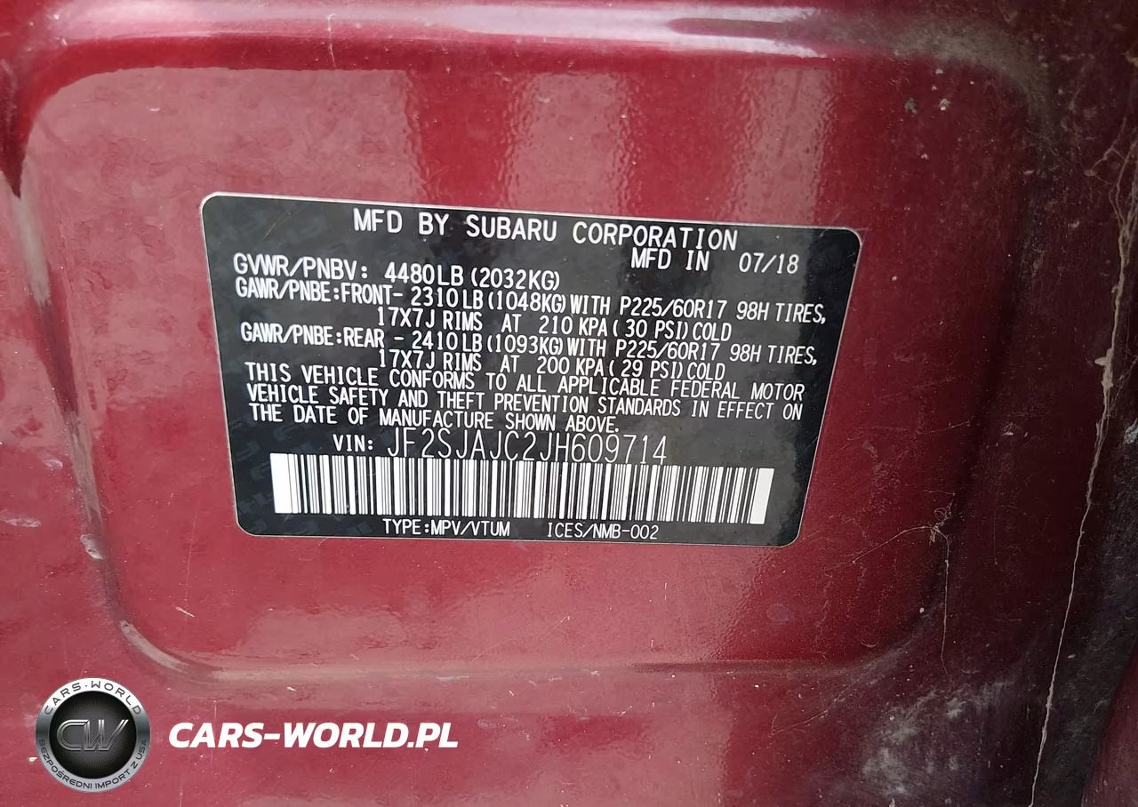 2018 Subaru Forester 2.5I Limited VIN:JF2SJAJC2JH609714 - 9