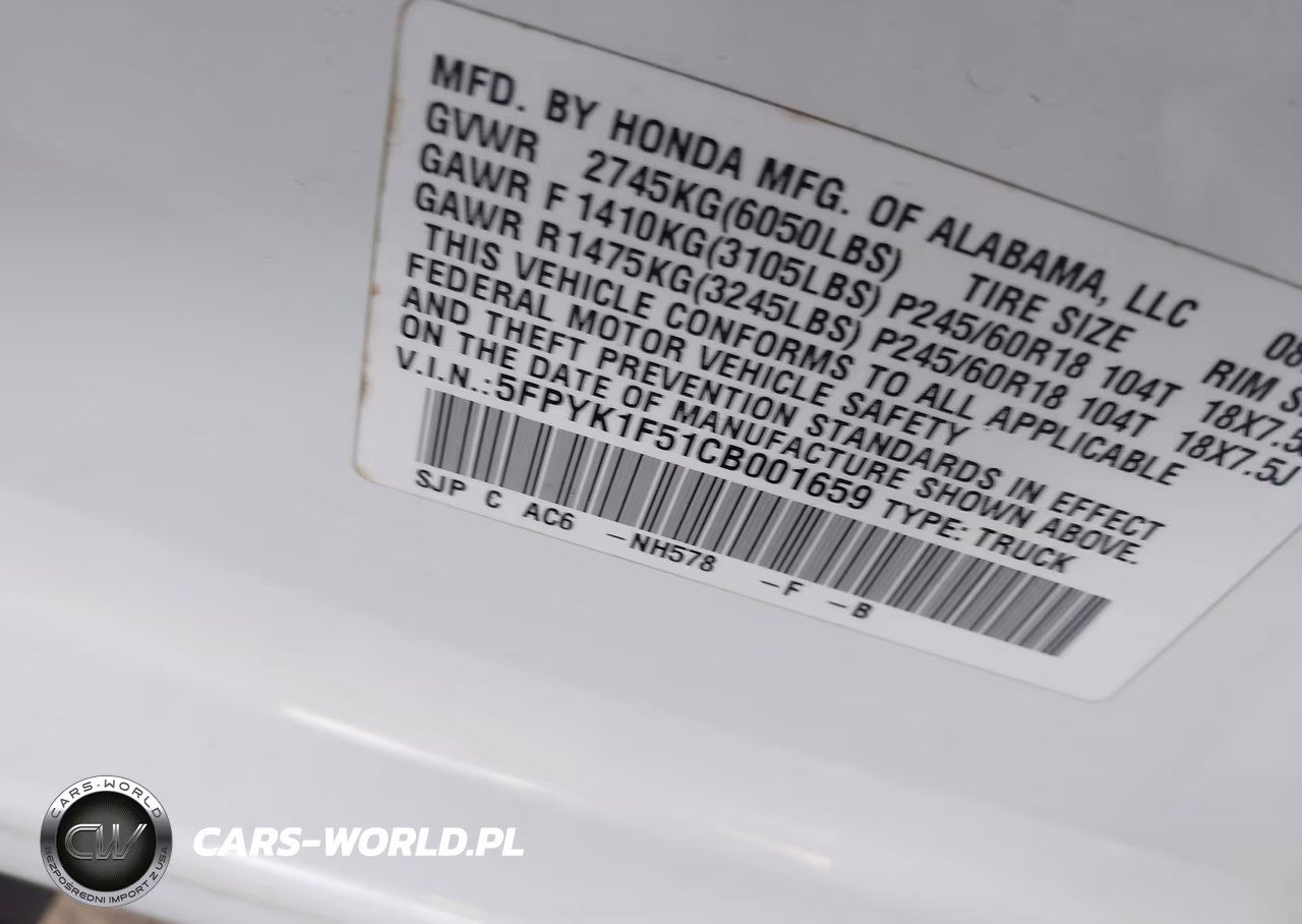 2012 Honda Ridgeline Rtl VIN:5FPYK1F51CB001659 - 9