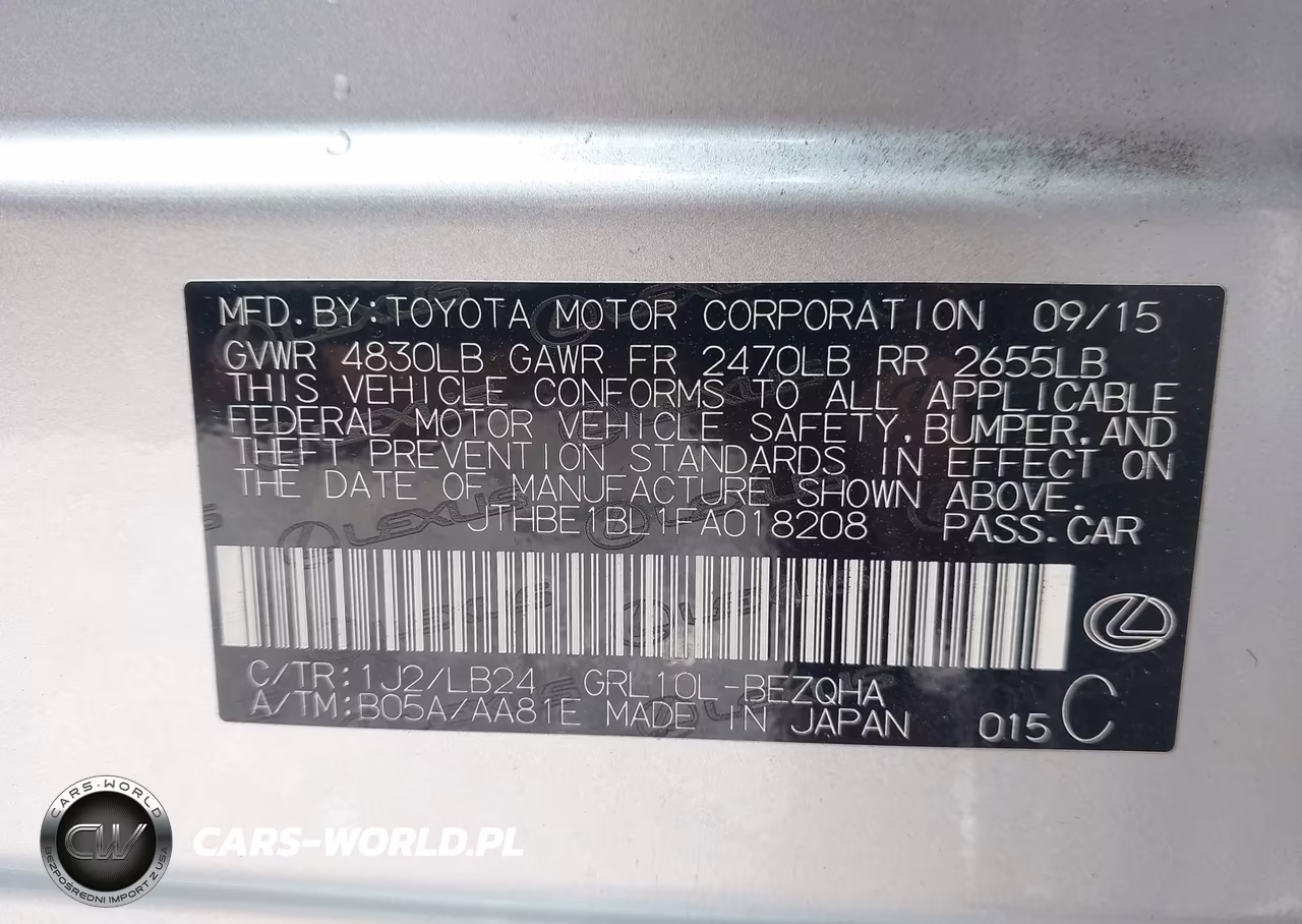 2015 Lexus Gs 350 VIN:JTHBE1BL1FA018208 - 9