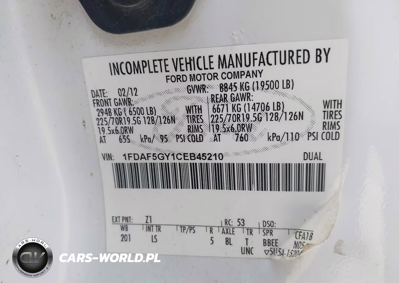 2012 EL DORADO F-550 CHASSIS VIN:1FDAF5GY1CEB45210 - 8