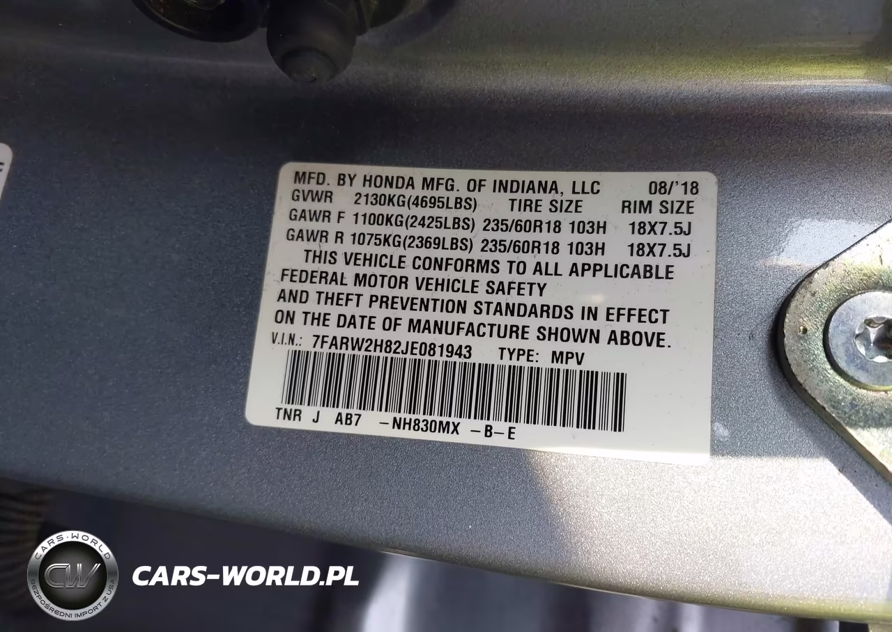 2018 Honda Cr-V Ex-L-Ex-L Navi VIN:7FARW2H82JE081943 - 9