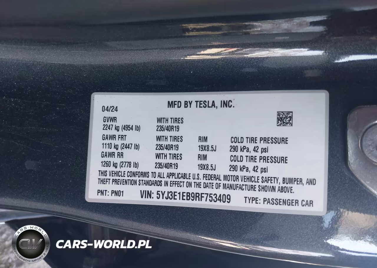 2024 Tesla Model 3 Long Range Dual Motor All-Wheel Drive VIN:5YJ3E1EB9RF753409 - 9
