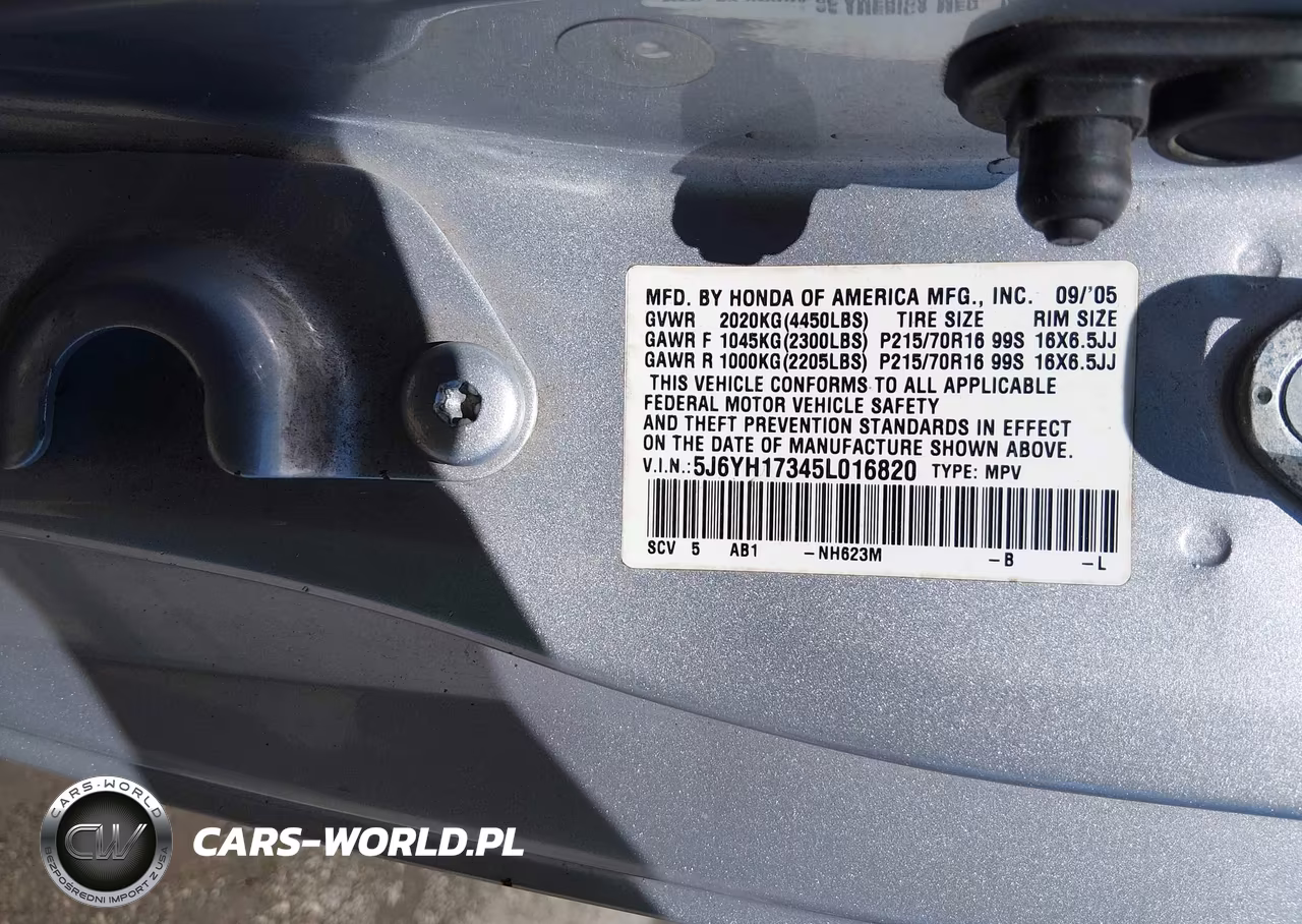 2005 Honda Element Lx VIN:5J6YH17345L016820 - 9