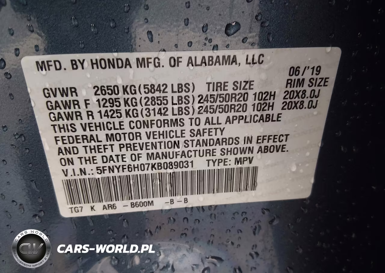 2019 Honda Pilot Elite VIN:5FNYF6H07KB089031 - 9