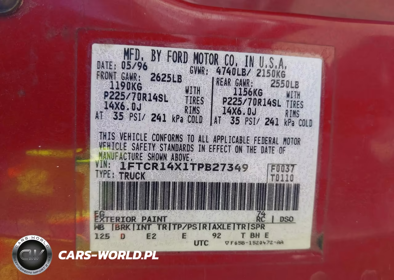1996 Ford Ranger Super Cab VIN:1FTCR14X1TPB27349 - 9