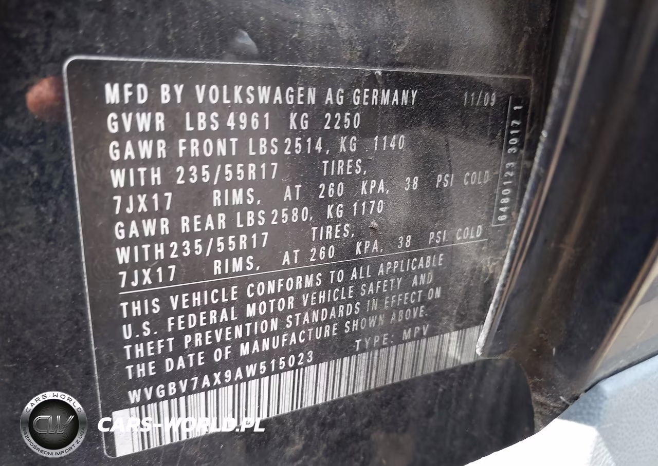 2010 Volkswagen Tiguan Wolfsburg Edition VIN:WVGBV7AX9AW515023 - 9