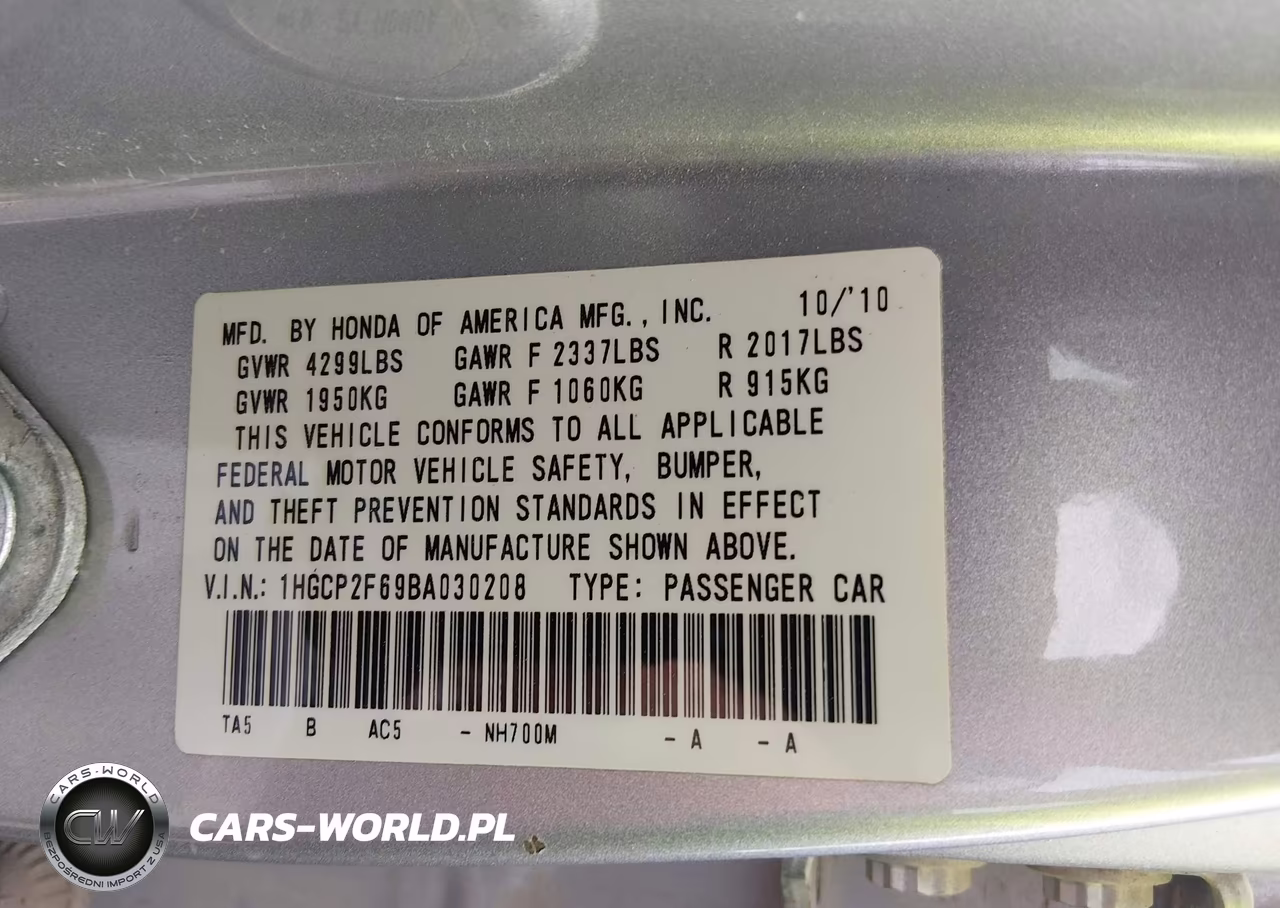 2011 Honda Accord 2.4 Se VIN:1HGCP2F69BA030208 - 7