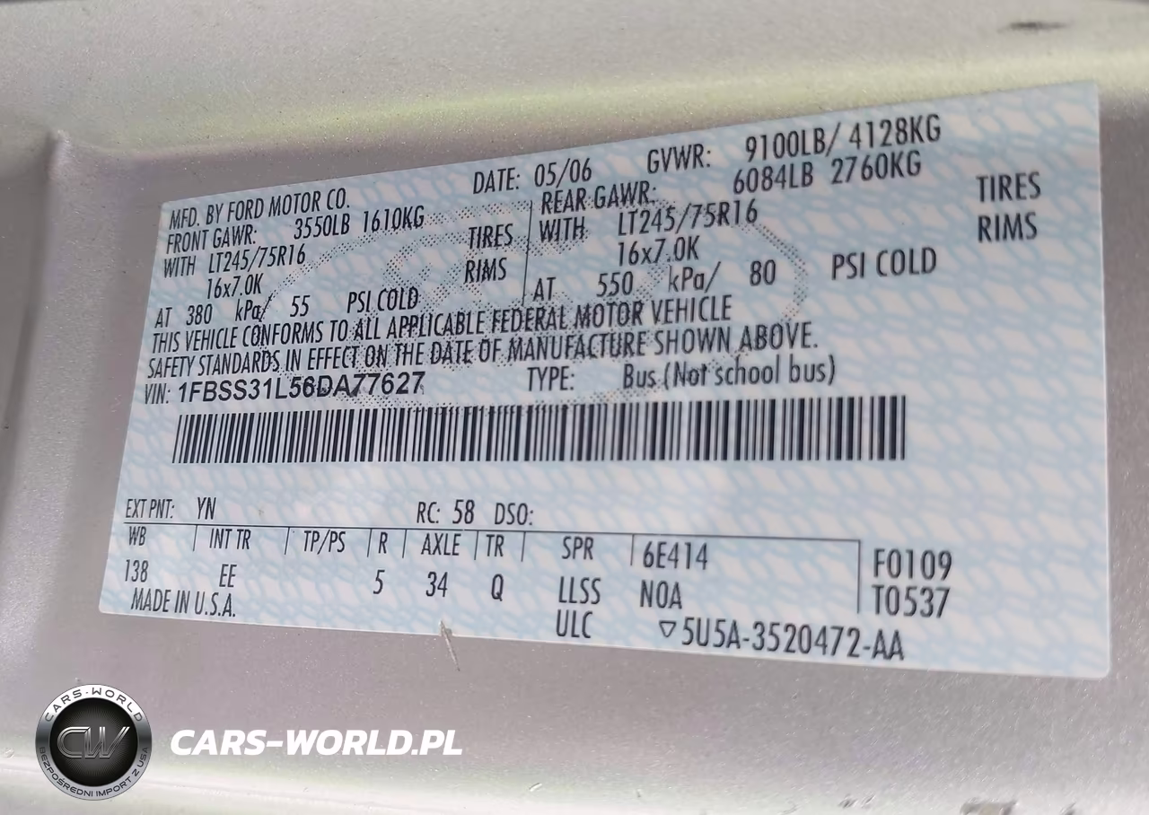 2006 Ford E-350 Super Duty Xl-Xlt VIN:1FBSS31L56DA77627 - 9