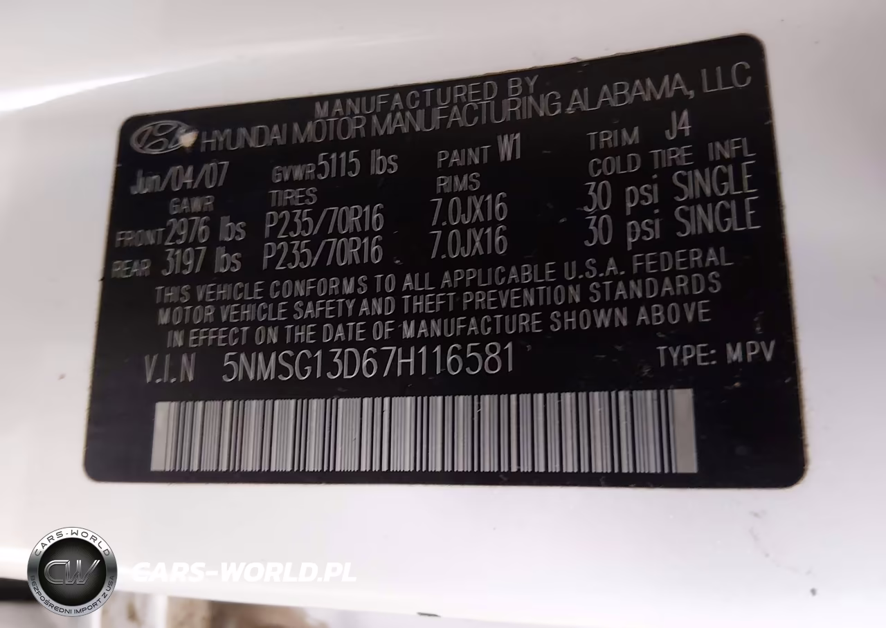 2007 Hyundai Santa Fe Gls VIN:5NMSG13D67H116581 - 9