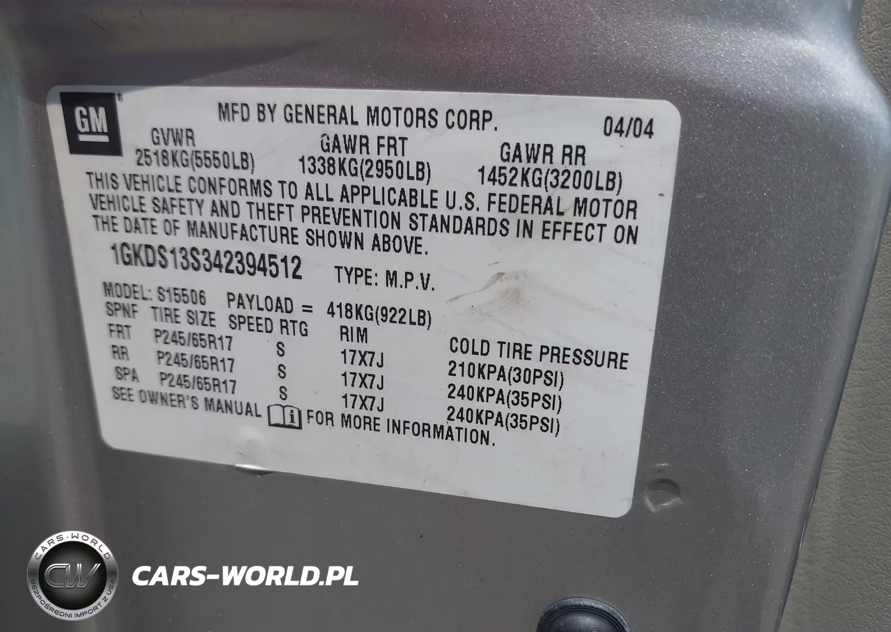 2004 GMC Envoy Slt VIN:1GKDS13S342394512 - 9