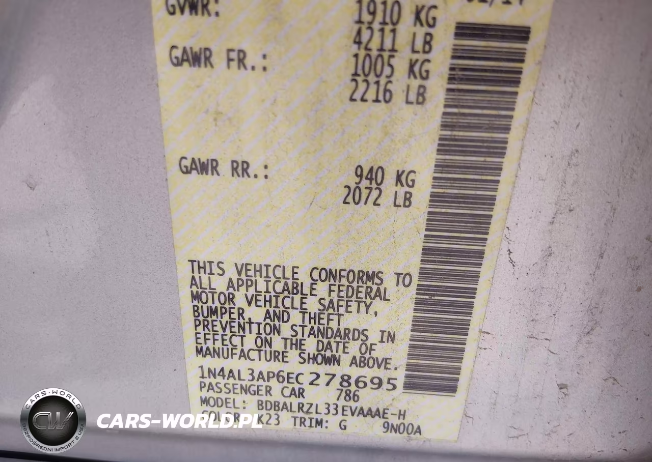 2014 Nissan Altima 2.5 S VIN:1N4AL3AP6EC278695 - 9