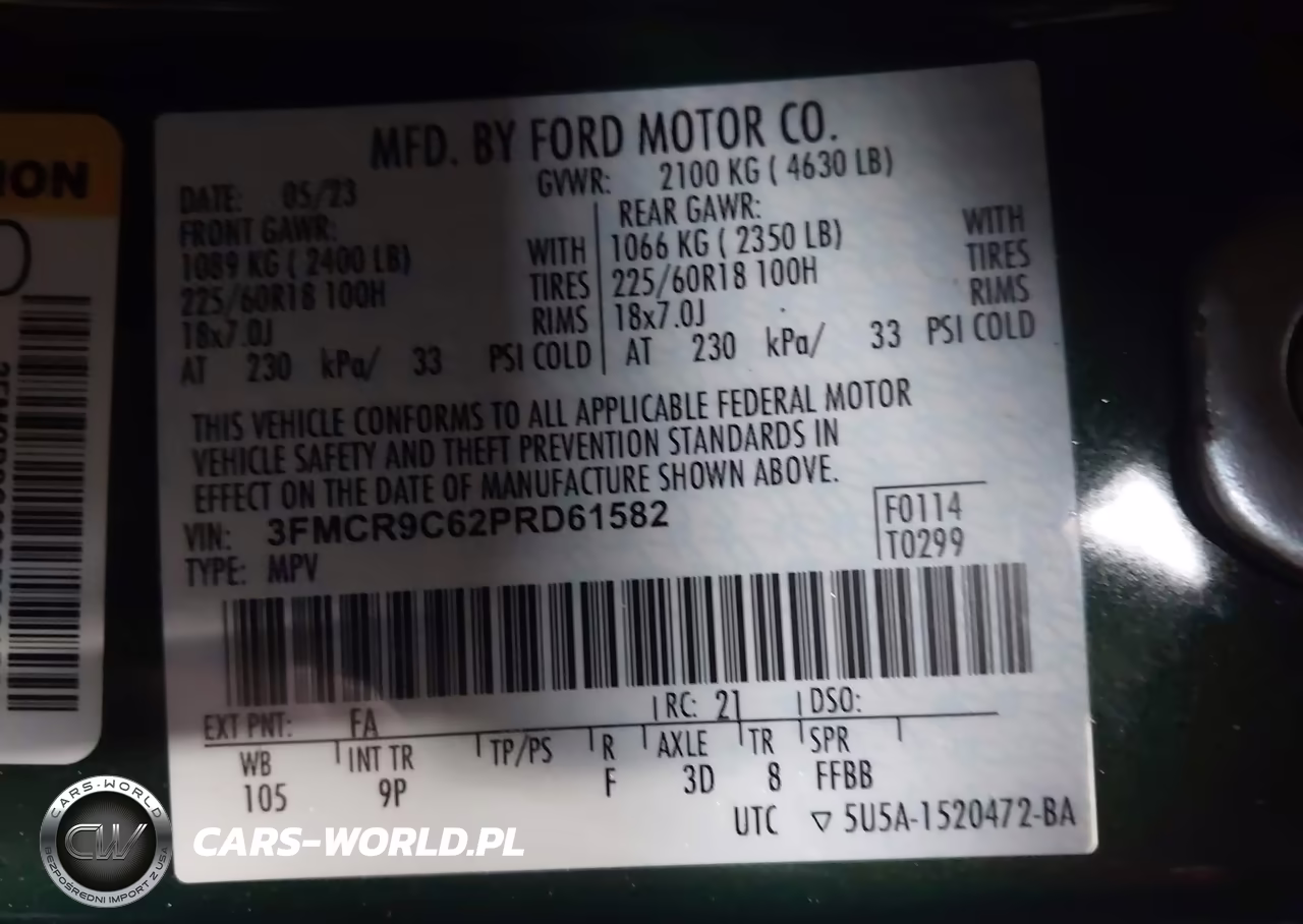 2023 Ford Bronco Sport Outer Banks VIN:3FMCR9C62PRD61582 - 9