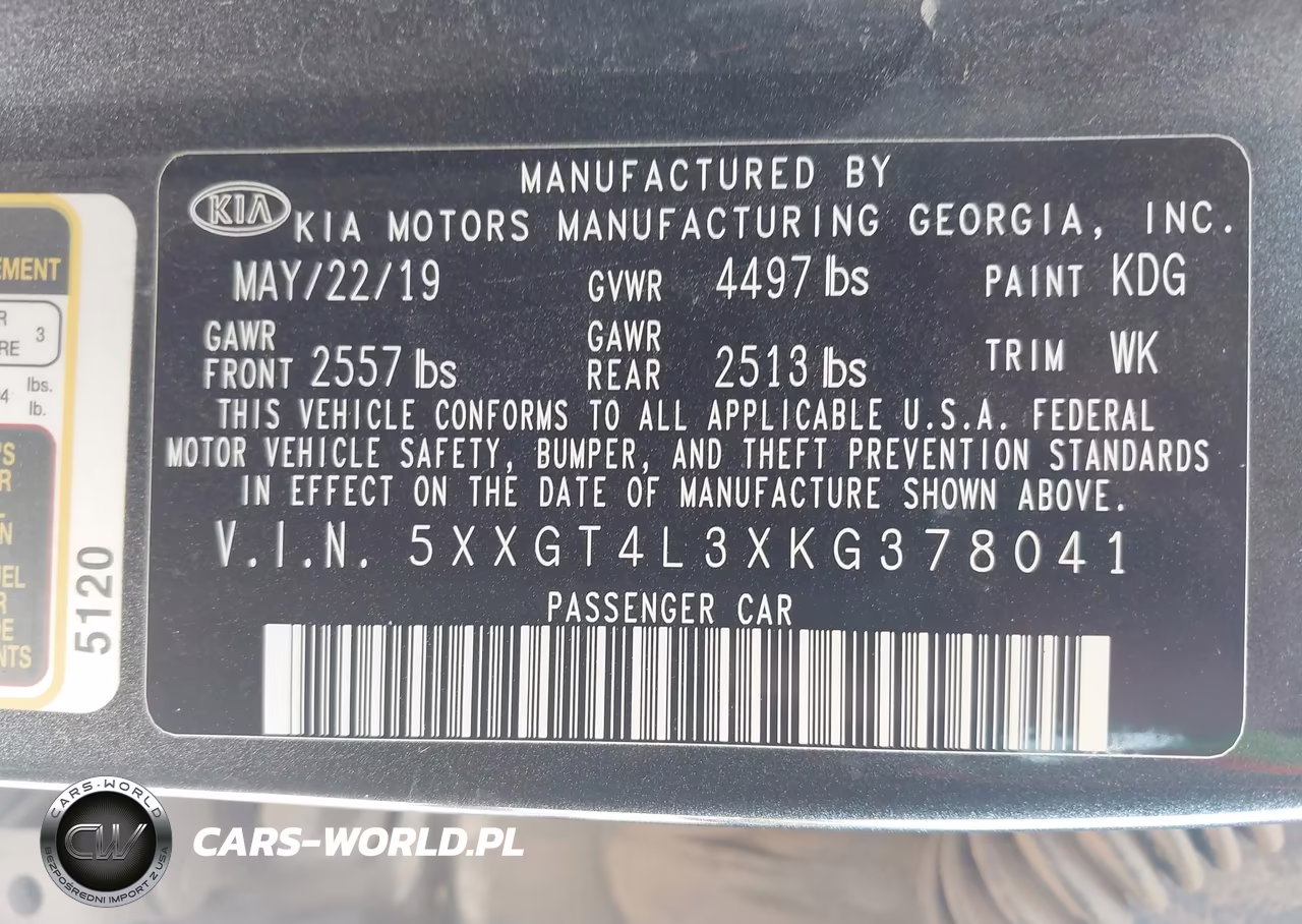 2019 Kia Optima Lx VIN:5XXGT4L3XKG378041 - 9