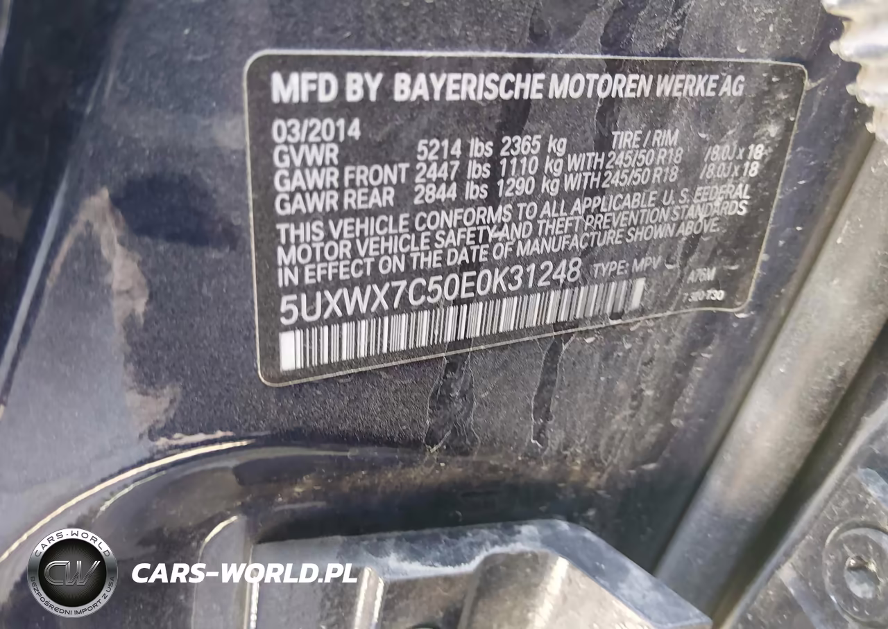 2014 BMW X3 xDrive35I VIN:5UXWX7C50E0K31248 - 9