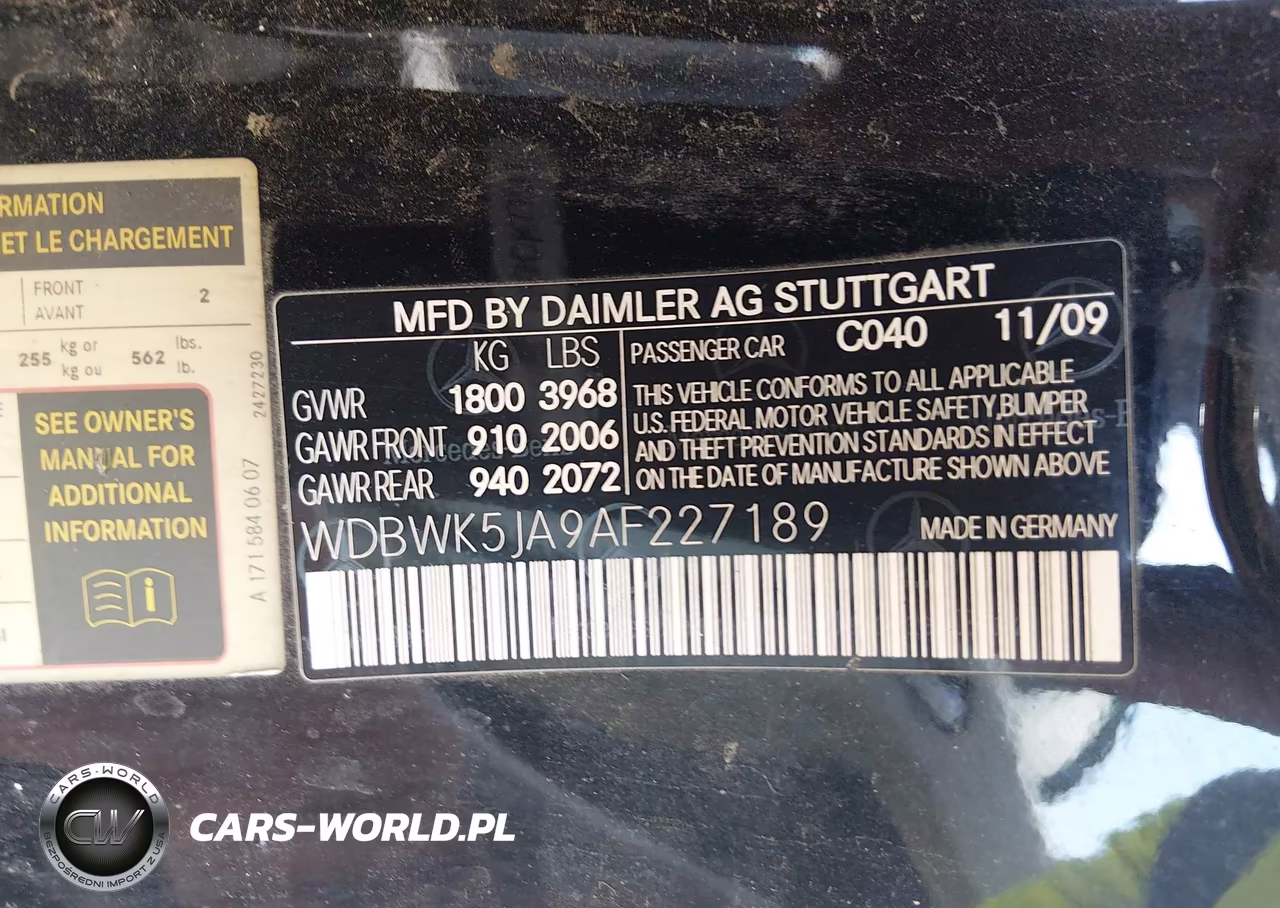 2010 Mercedes-Benz Slk 350 VIN:WDBWK5JA9AF227189 - 9