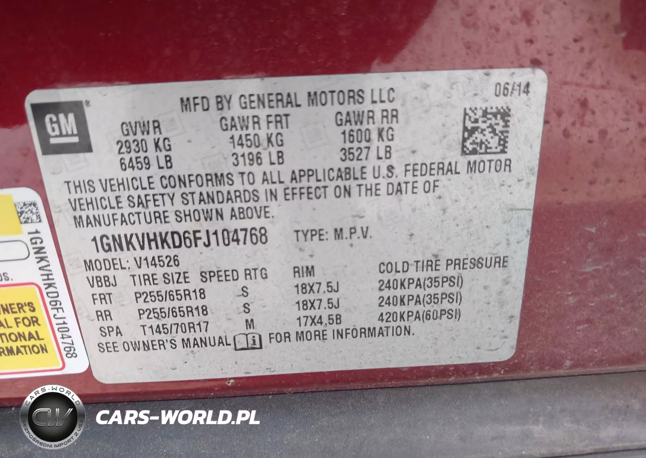 2015 Chevrolet Traverse Lt VIN:1GNKVHKD6FJ104768 - 9