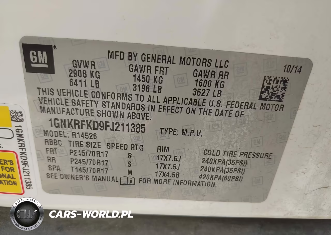 2015 Chevrolet Traverse Ls VIN:1GNKRFKD9FJ211385 - 9