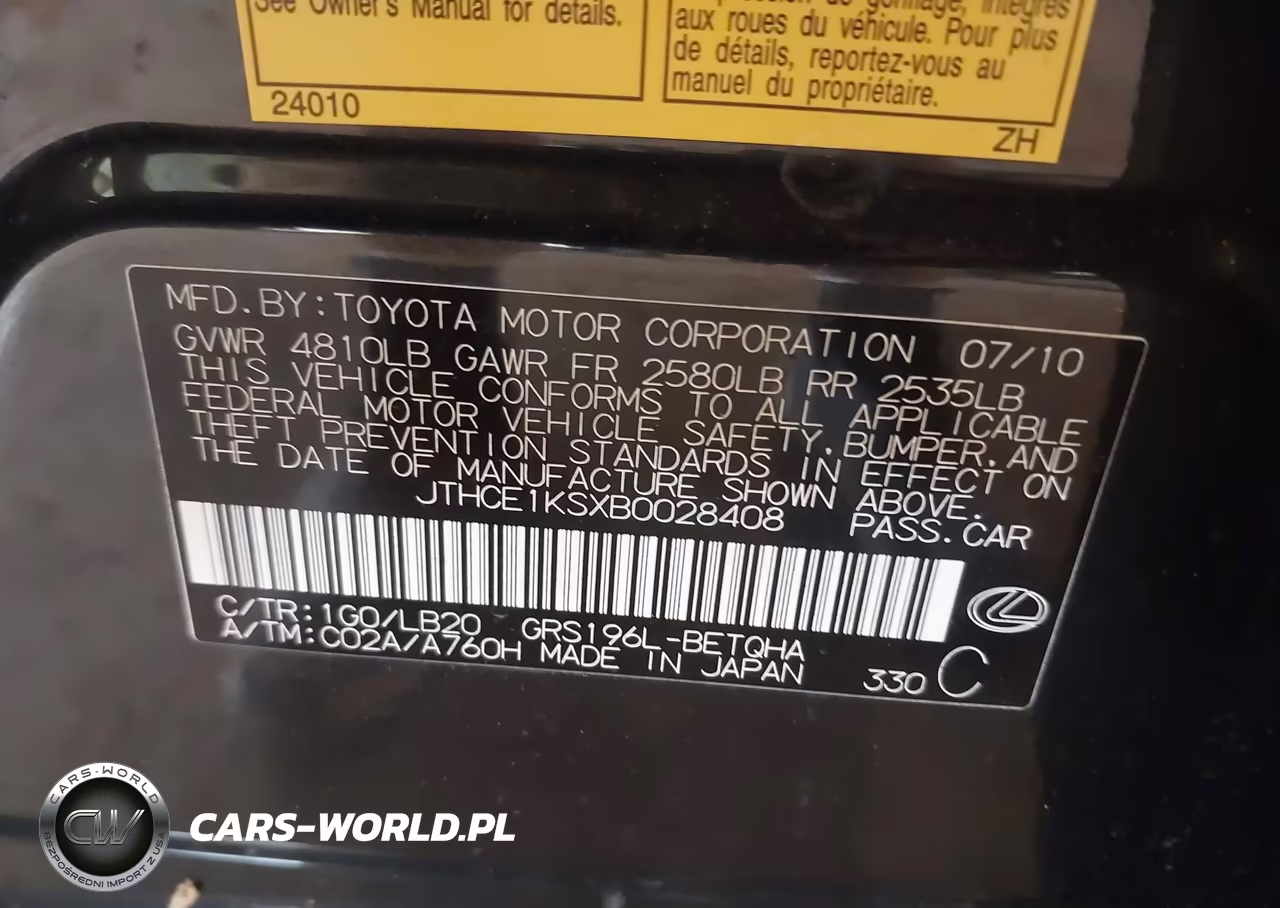 2011 Lexus Gs 350 VIN:JTHCE1KSXB0028408 - 9