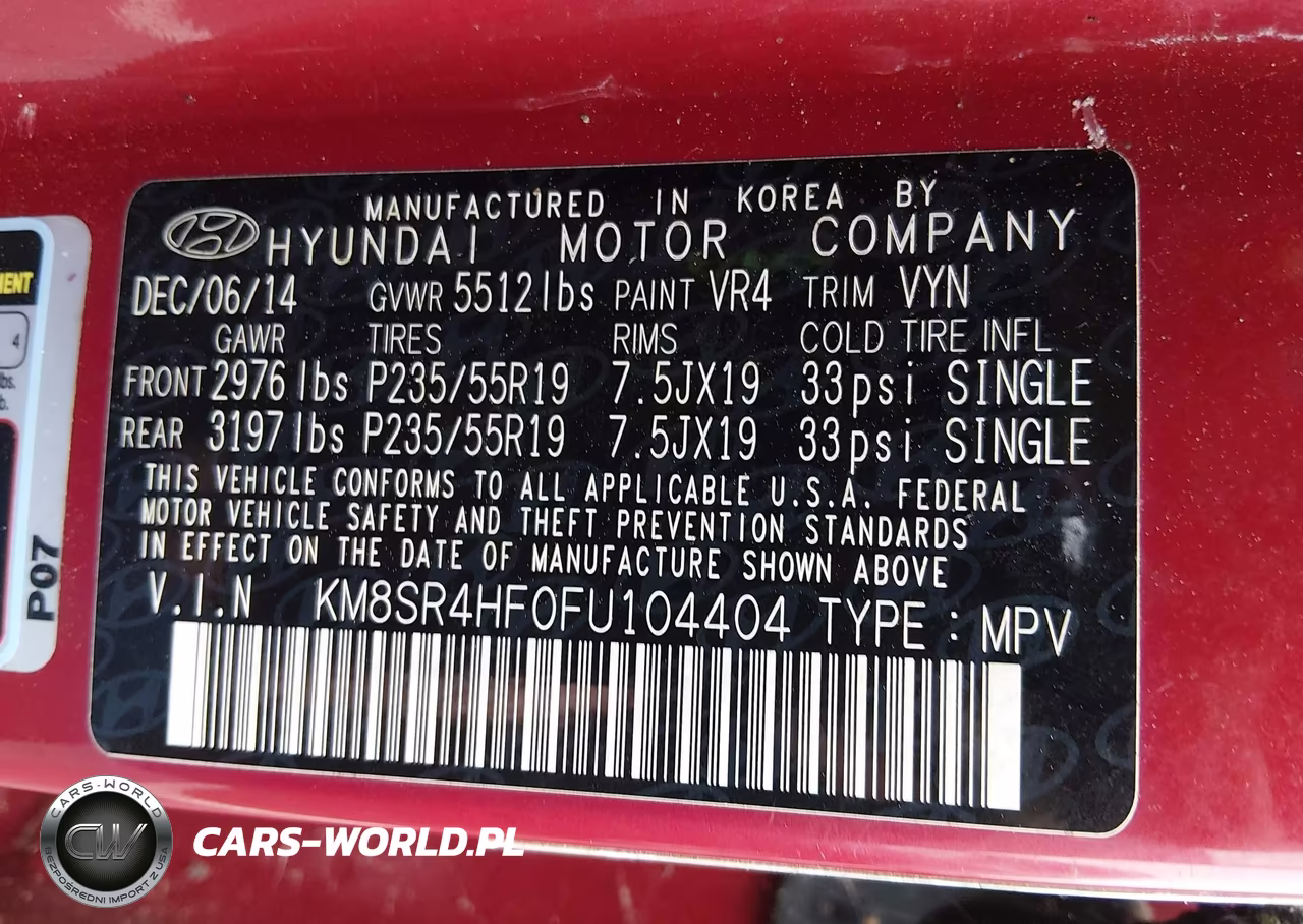 2015 Hyundai Santa Fe Limited VIN:KM8SR4HF0FU104404 - 9