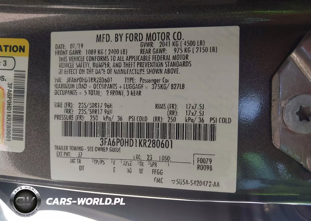 2019 Ford Fusion Se VIN:3FA6P0HD1KR280601 - 9