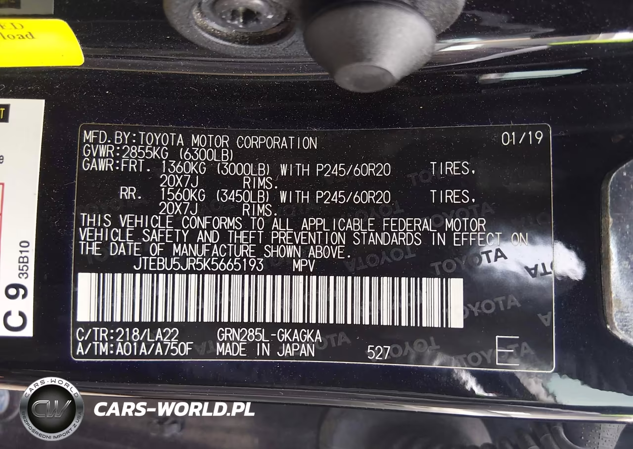 2019 Toyota 4Runner Limited VIN:JTEBU5JR5K5665193 - 9