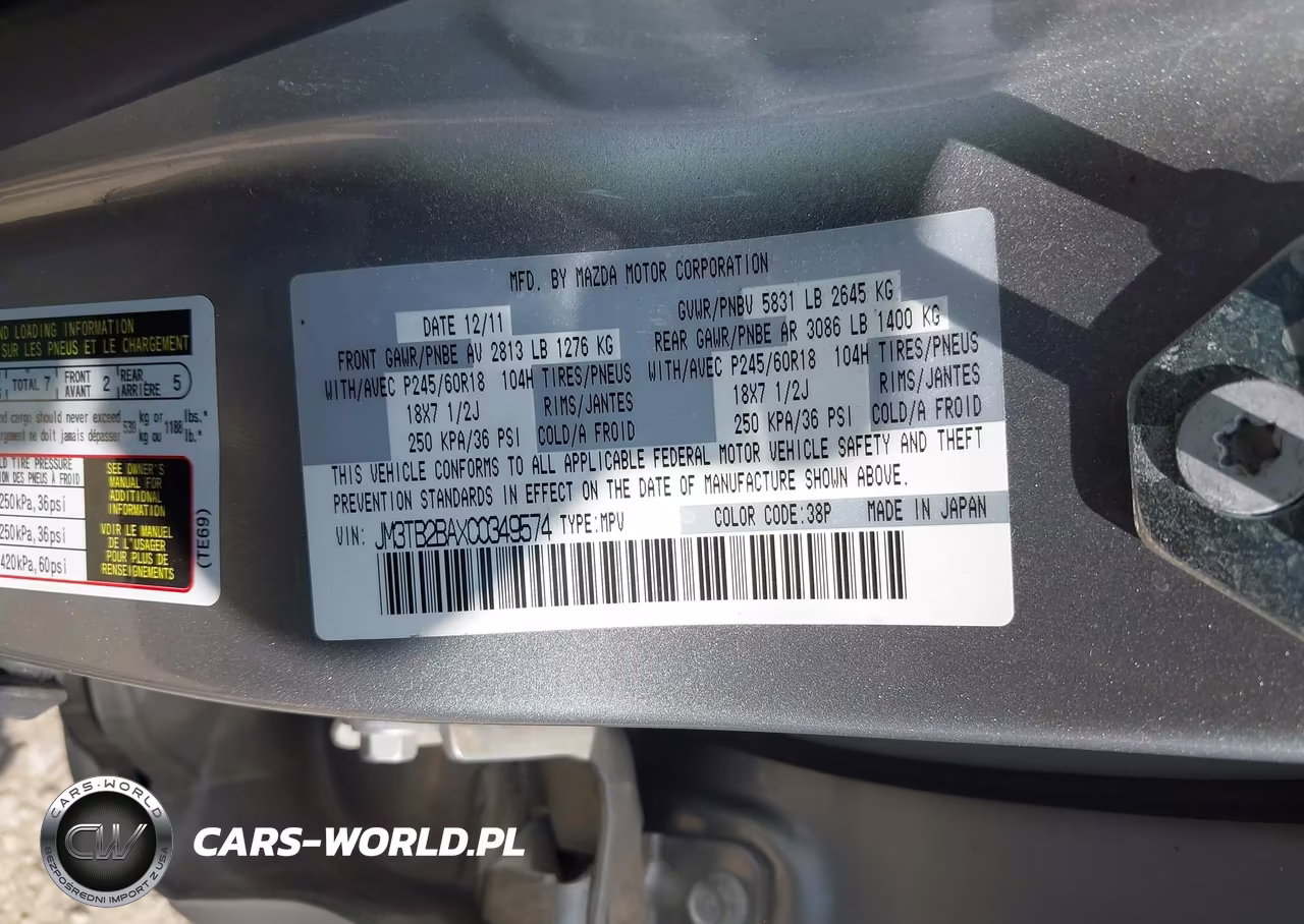 2012 Mazda Cx-9 Sport VIN:JM3TB2BAXC0349574 - 9