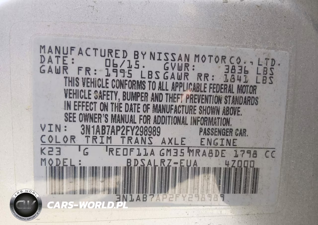2015 Nissan Sentra Sr VIN:3N1AB7AP2FY298989 - 9