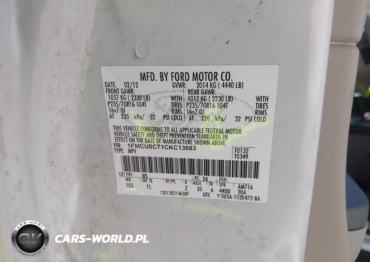 2012 Ford Escape Xls VIN:1FMCU0C71CKC13683 - 9