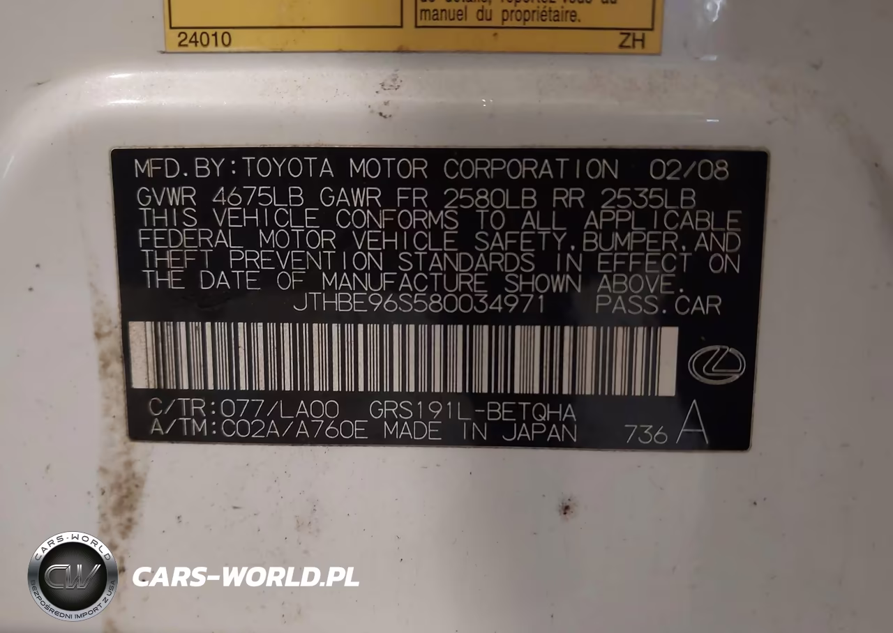2008 Lexus Gs 350 VIN:JTHBE96S580034971 - 9