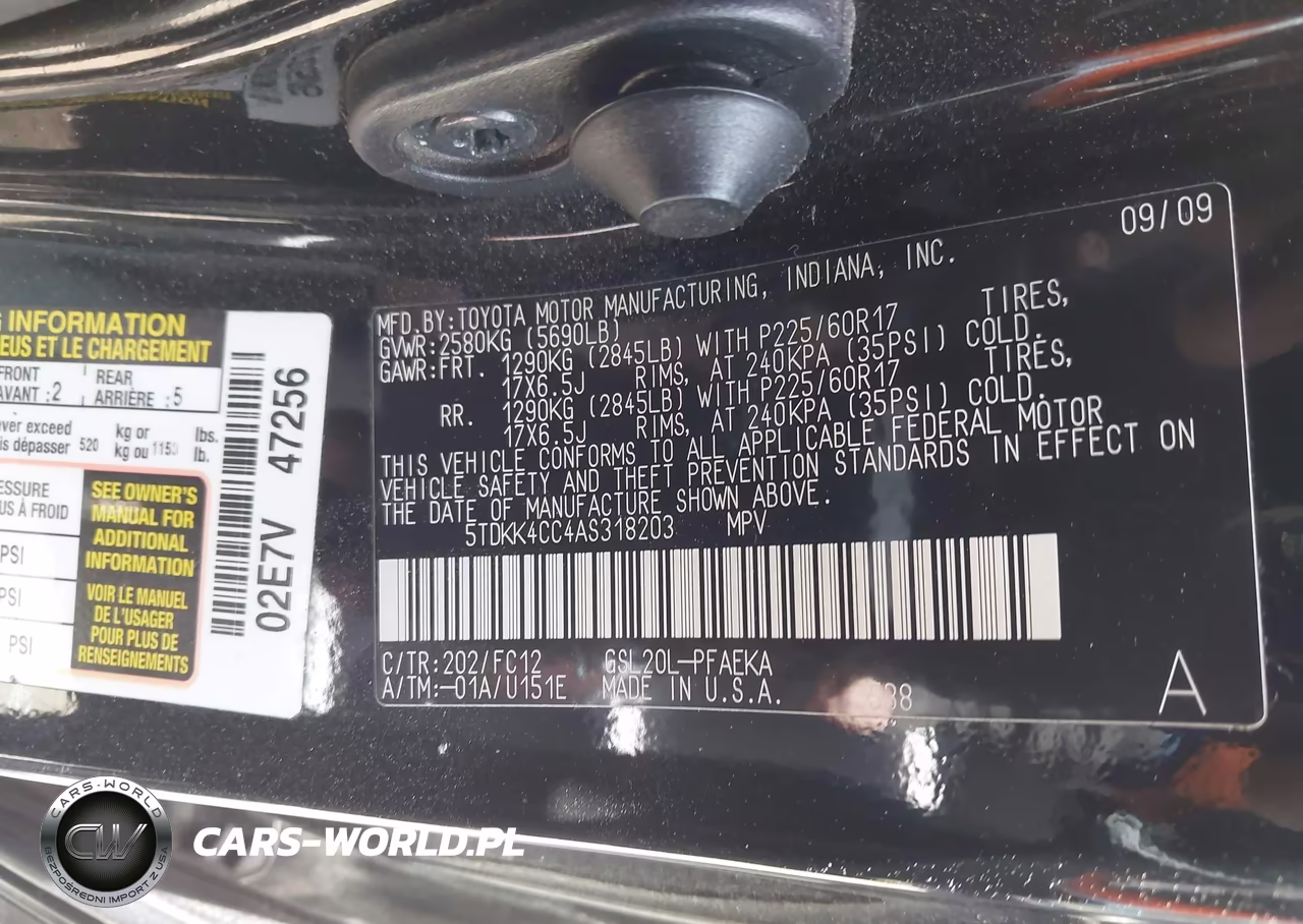 2010 Toyota Sienna Le VIN:5TDKK4CC4AS318203 - 9