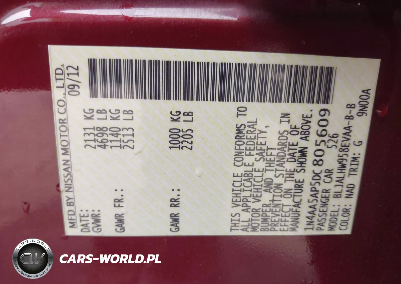 2013 Nissan Maxima 3.5 Sv VIN:1N4AA5AP5DC805609 - 9
