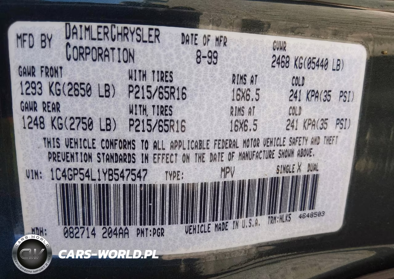 2000 Chrysler Town & Country Lxi VIN:1C4GP54L1YB547547 - 9