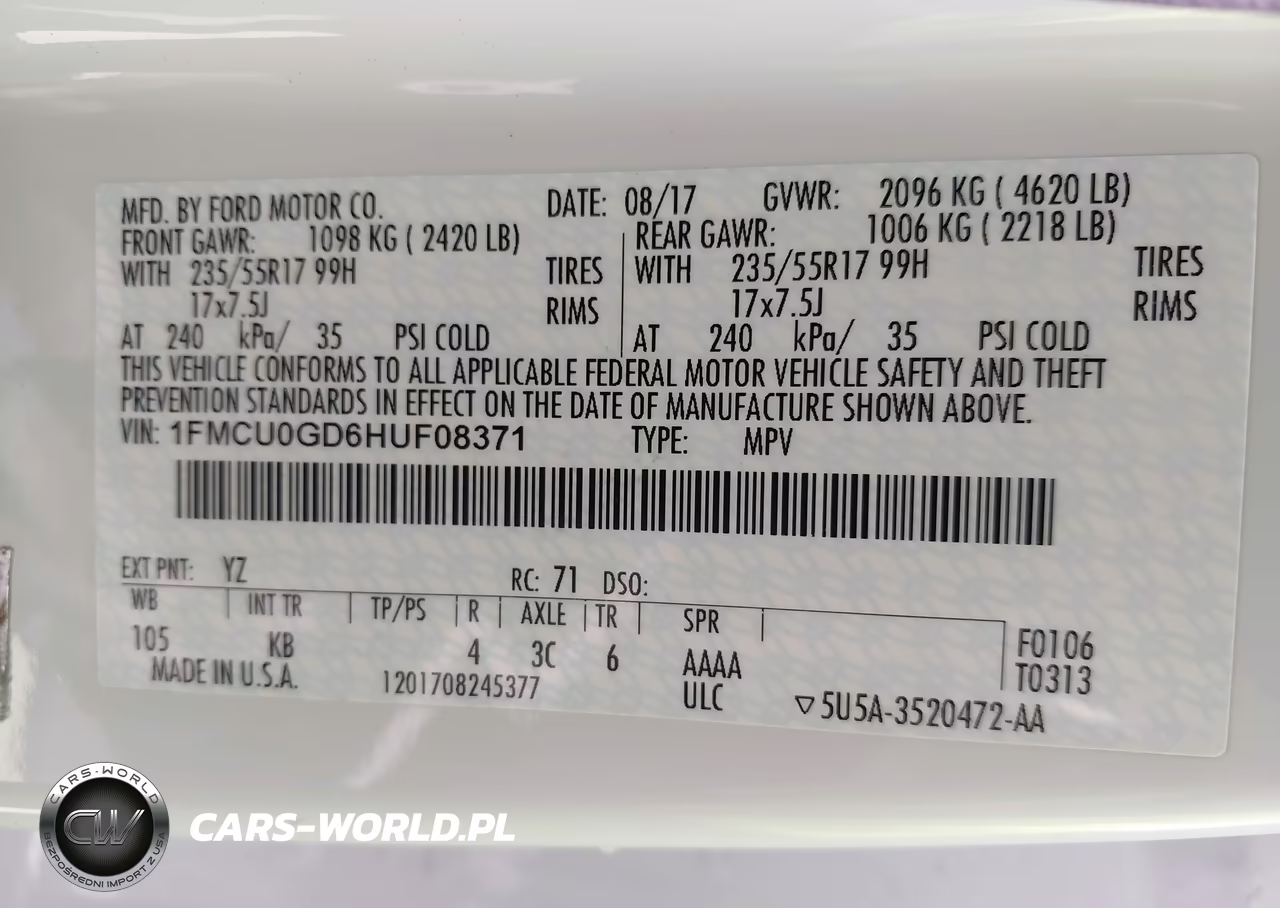2017 Ford Escape Se VIN:1FMCU0GD6HUF08371 - 9