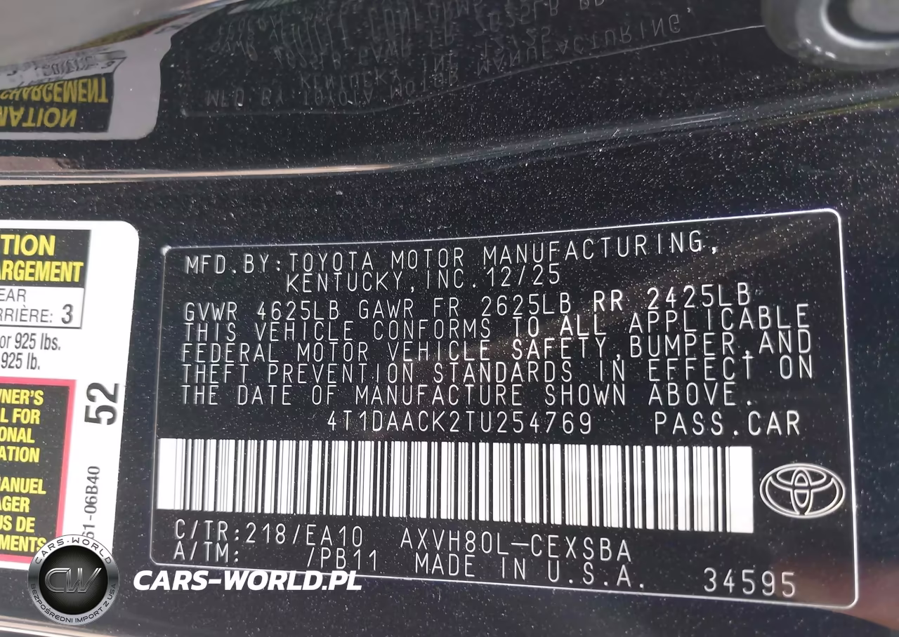 2026 Toyota Camry Se VIN:4T1DAACK2TU254769 - 9