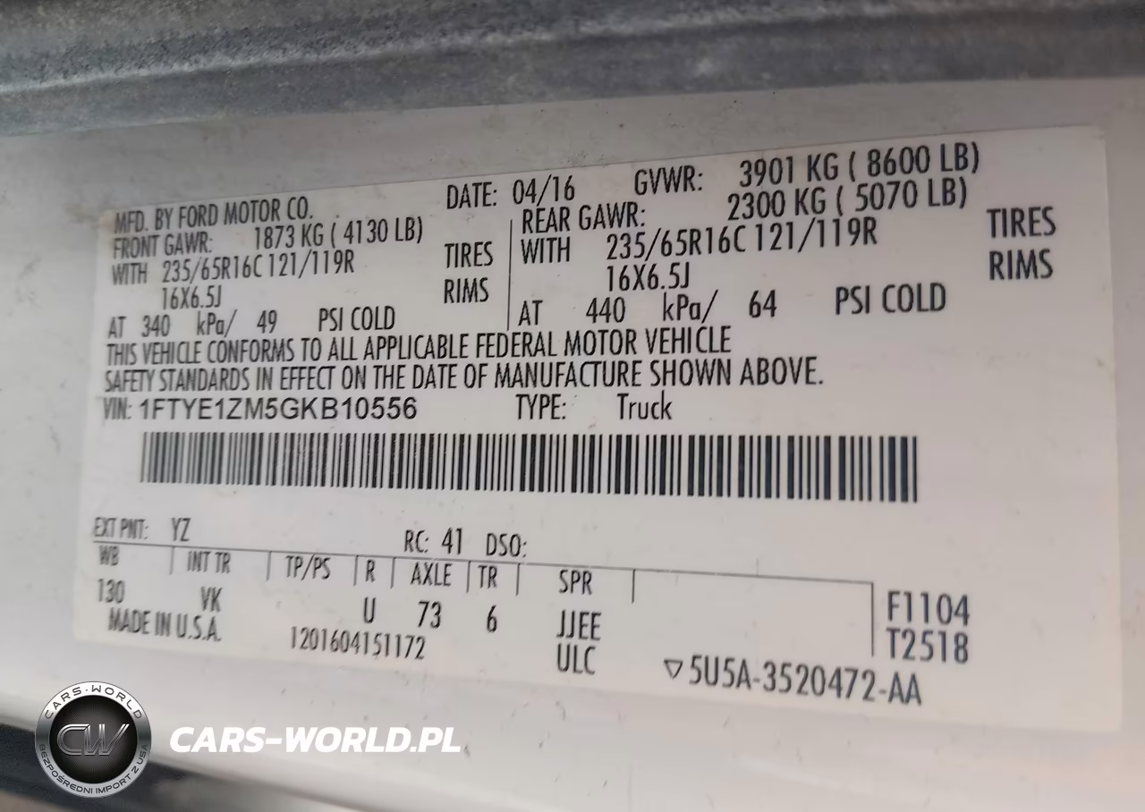 2016 Ford Transit-150 VIN:1FTYE1ZM5GKB10556 - 9