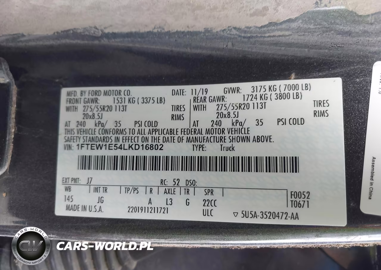 2020 Ford F-150 Xl VIN:1FTEW1E54LKD16802 - 9