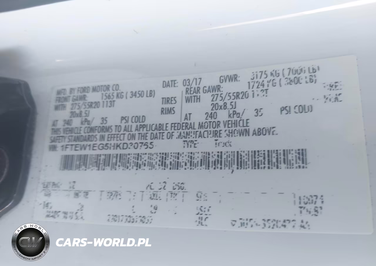 2017 Ford F-150 Xlt VIN:1FTEW1EG5HKD30765 - 9