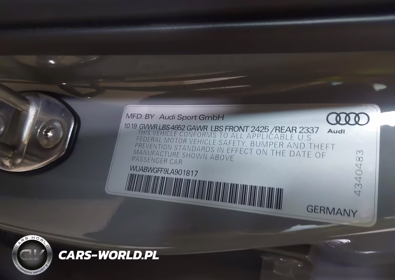 2020 Audi Rs 3 Tfsi Quattro S Tronic VIN:WUABWGFF9LA901817 - 9