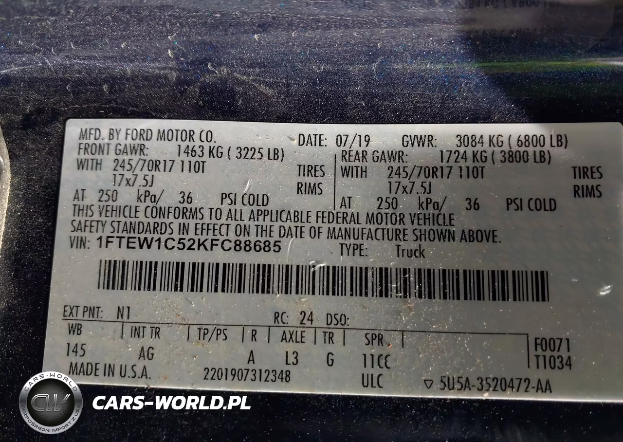 2019 Ford F-150 Xl VIN:1FTEW1C52KFC88685 - 9