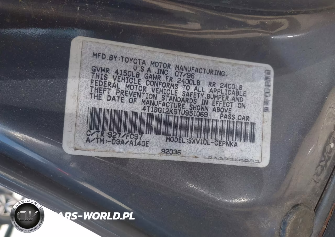 1996 Toyota Camry Dx-Le-Xle VIN:4T1BG12K9TU951069 - 9